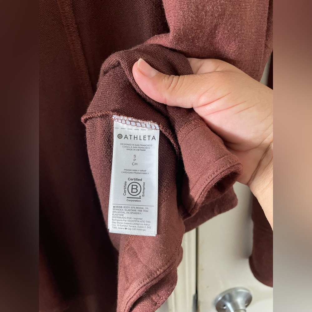 Athleta Mahogany Pockets Nirvana Prayanara Restore Wrap Cardigan - Picture 9 of 9